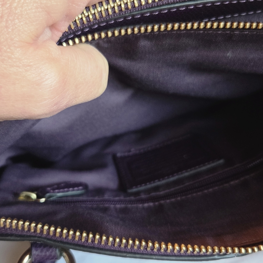 Coach Dark Purple Leather Shoulder Bag - Picture 5 of 12